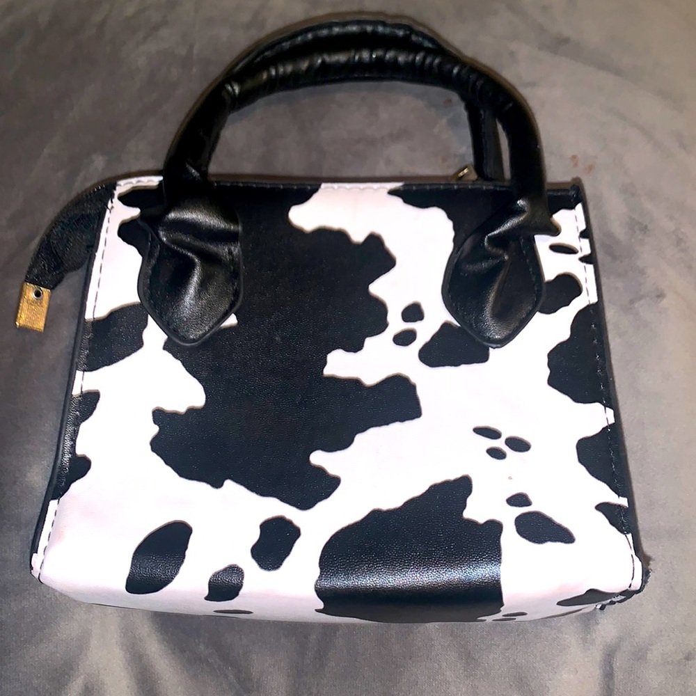 Mini Cow Print Top Handle Bag